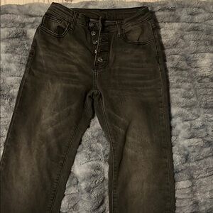 Stylish Grey Button-Fly Pants